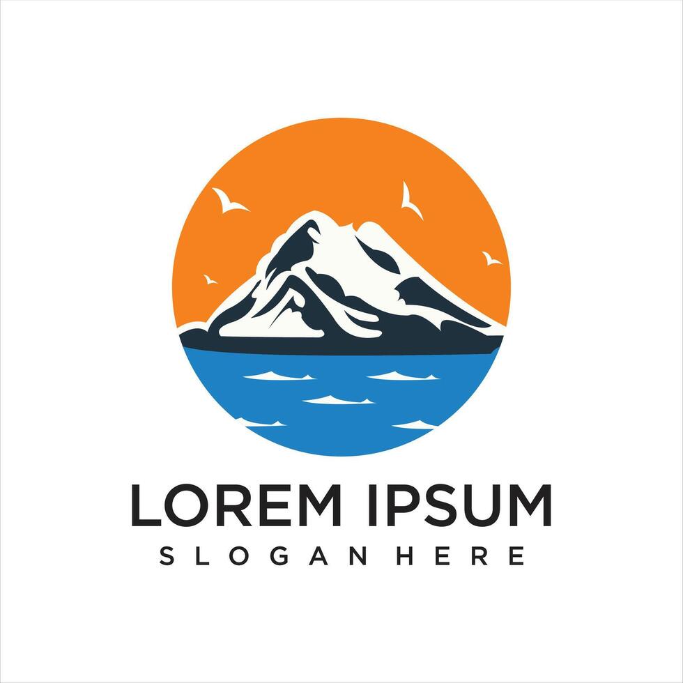 Symbol simple Mountain Logo with line art style Illustration logo design vector