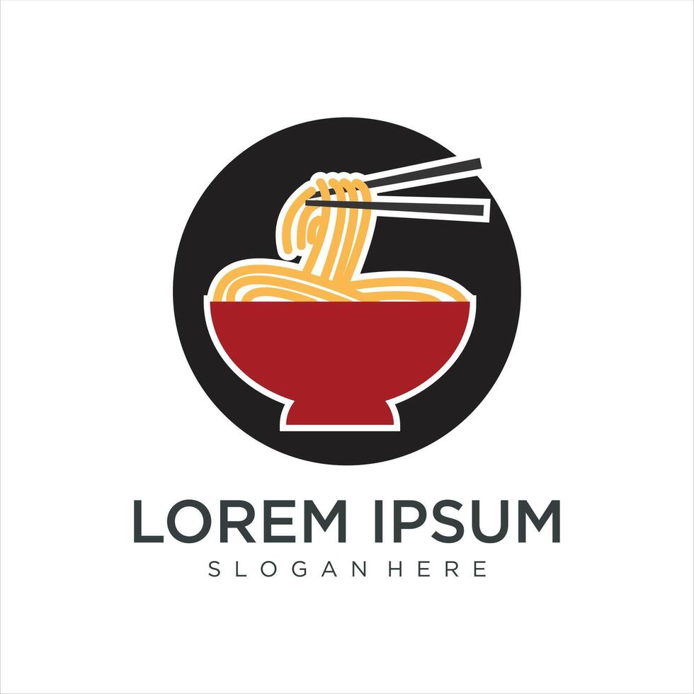 Ramen noodle logo design With illustration of ramen vector