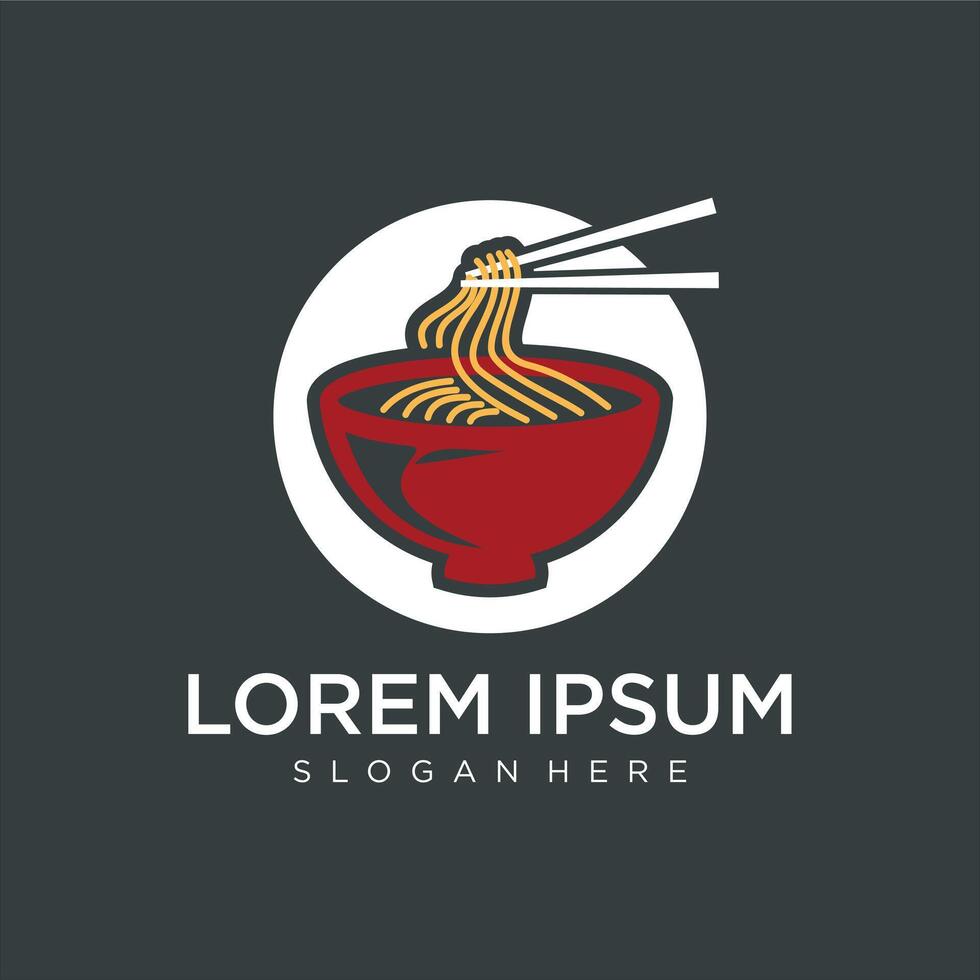 Ramen noodle logo design With illustration of ramen vector