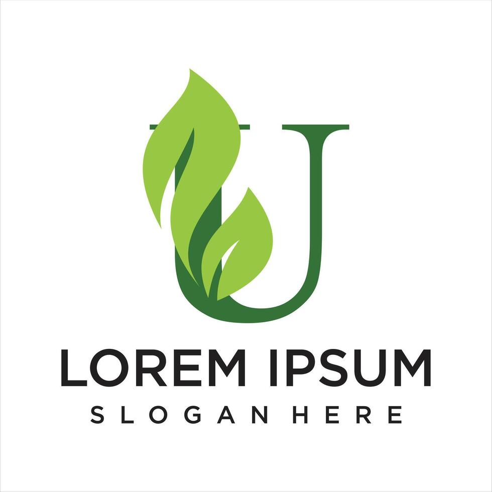 Letter leaf logo design simple concept Premium vector