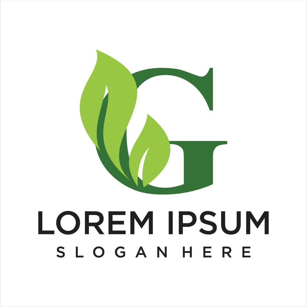 Letter leaf logo design simple concept Premium vector