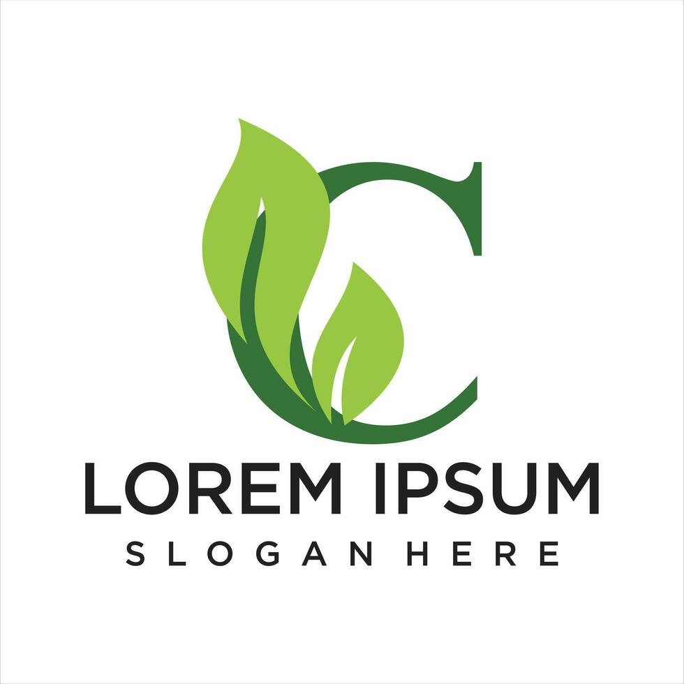 Letter leaf logo design simple concept Premium vector