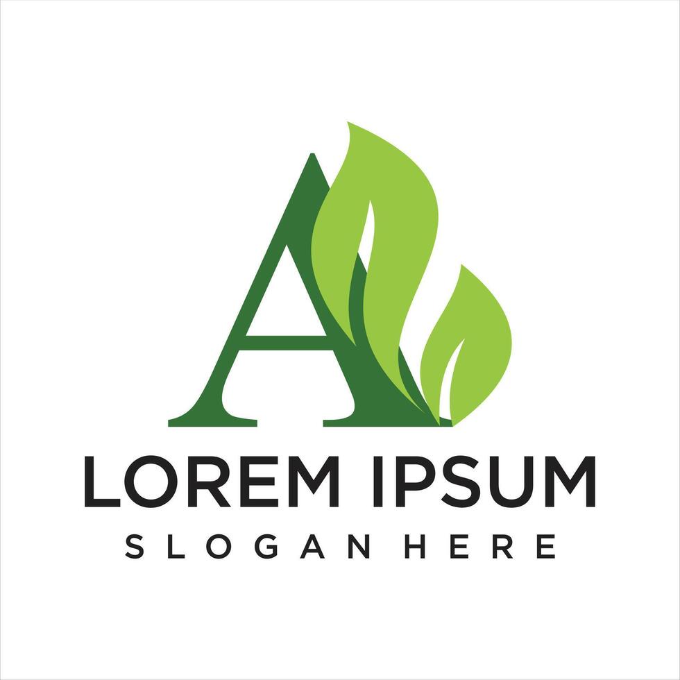 Letter leaf logo design simple concept Premium vector