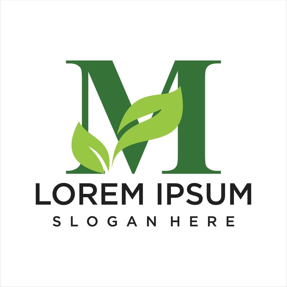 Letter leaf logo design simple concept Premium vector