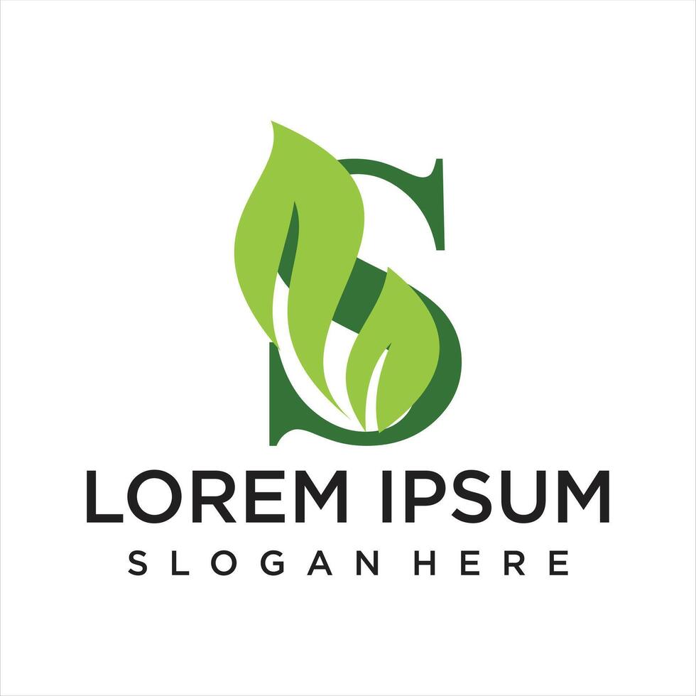 Letter leaf logo design simple concept Premium vector
