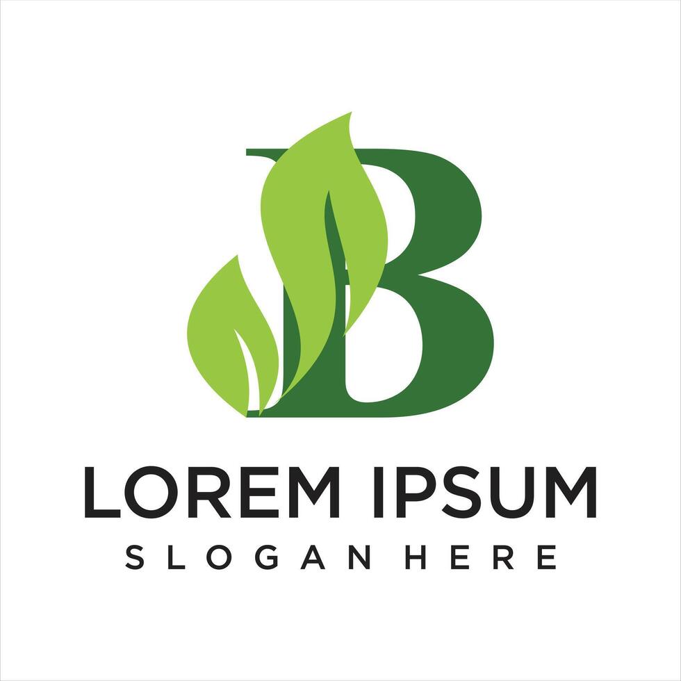 Letter leaf logo design simple concept Premium vector