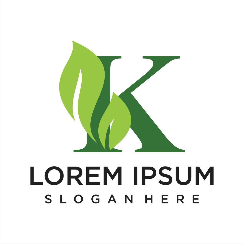 Letter leaf logo design simple concept Premium vector