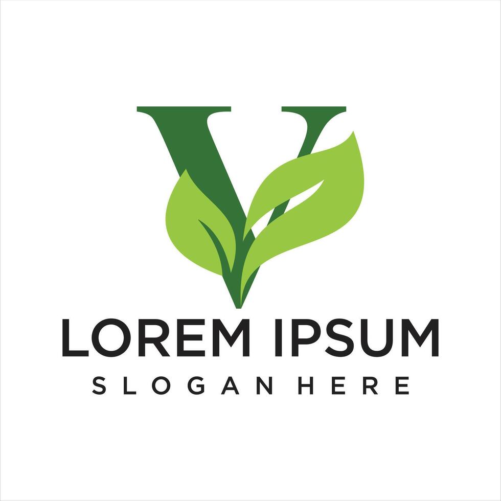Letter leaf logo design simple concept Premium vector