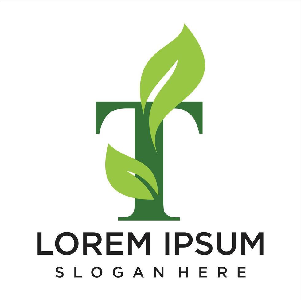 Letter leaf logo design simple concept Premium vector