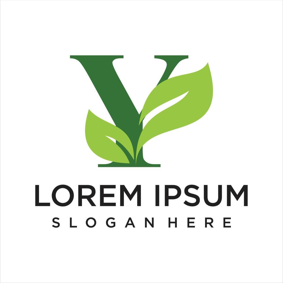 Letter leaf logo design simple concept Premium vector