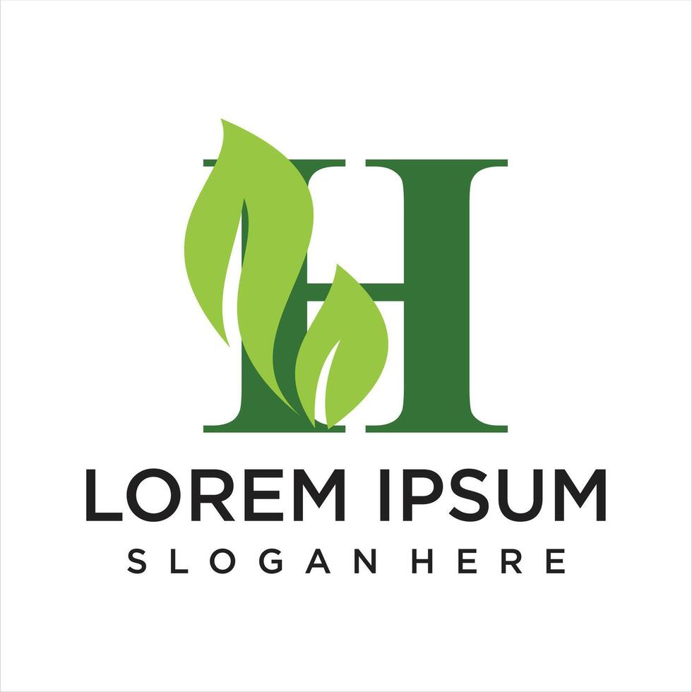 Letter leaf logo design simple concept Premium vector