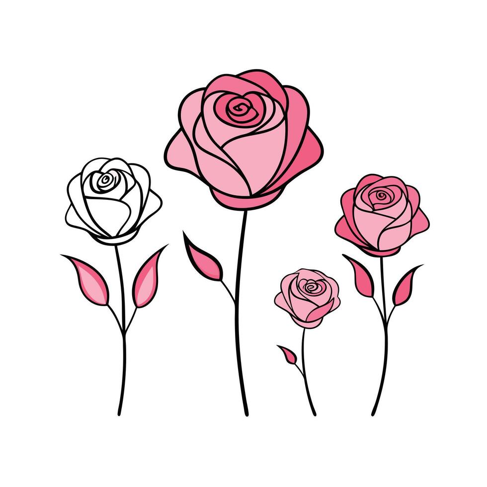 Beautiful Flower Minimalist Floral Illustration vector