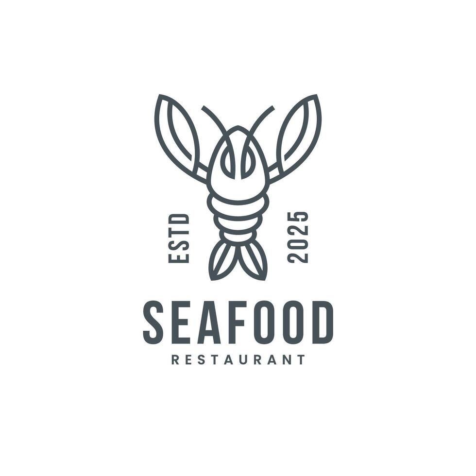 lobster seafood restaurant logo design, minimalist elegant, line art style.eps vector