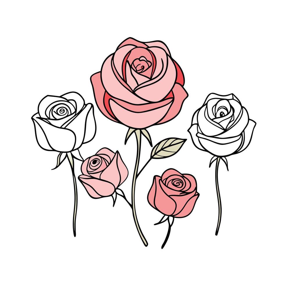 Beautiful Flower Minimalist Floral Illustration vector
