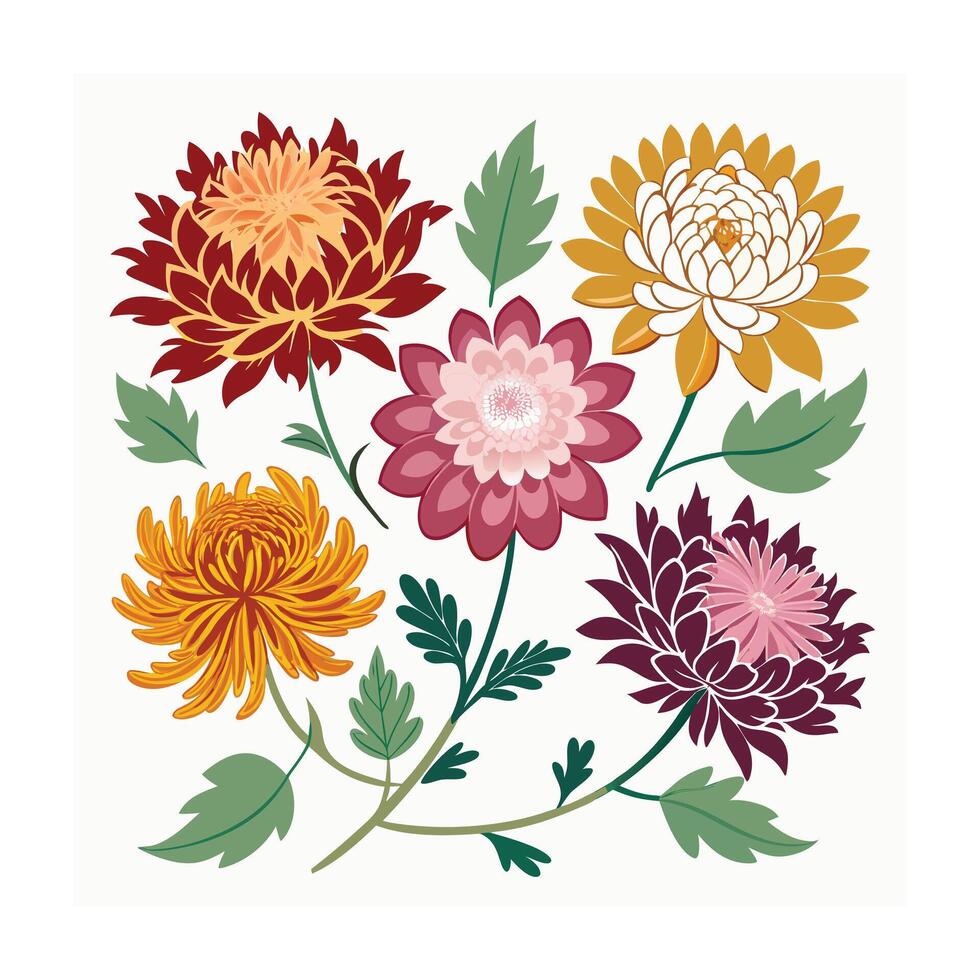 Beautiful Flower Minimalist Floral Illustration vector