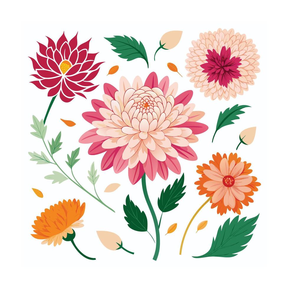 Beautiful Flower Minimalist Floral Illustration vector