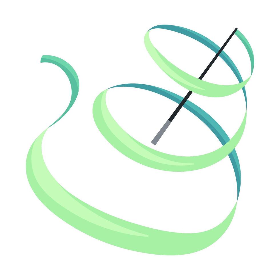 Rhythmic gymnastics ribbon on a stick. Apparatus for floor performance. Sports equipment vector