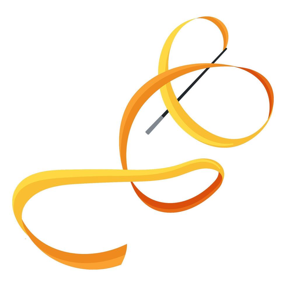 Rhythmic gymnastics ribbon on a stick. Apparatus for floor performance. Sports equipment vector