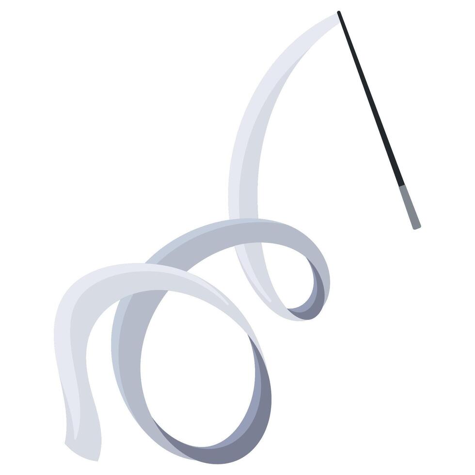 Rhythmic gymnastics ribbon on a stick. Apparatus for floor performance. Sports equipment vector