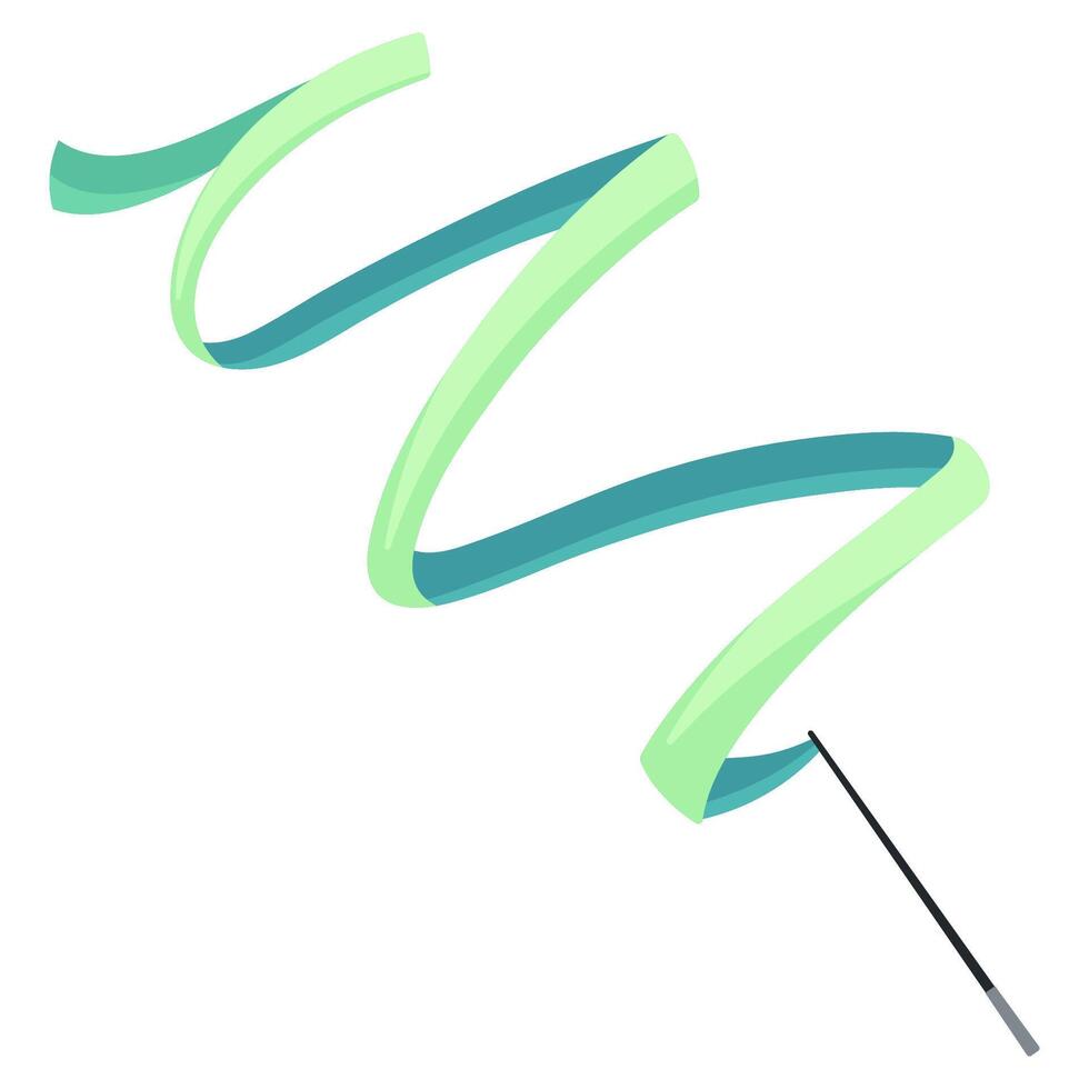 Rhythmic gymnastics ribbon on a stick. Apparatus for floor performance. Sports equipment vector