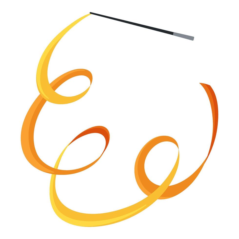 Rhythmic gymnastics ribbon on a stick. Apparatus for floor performance. Sports equipment vector