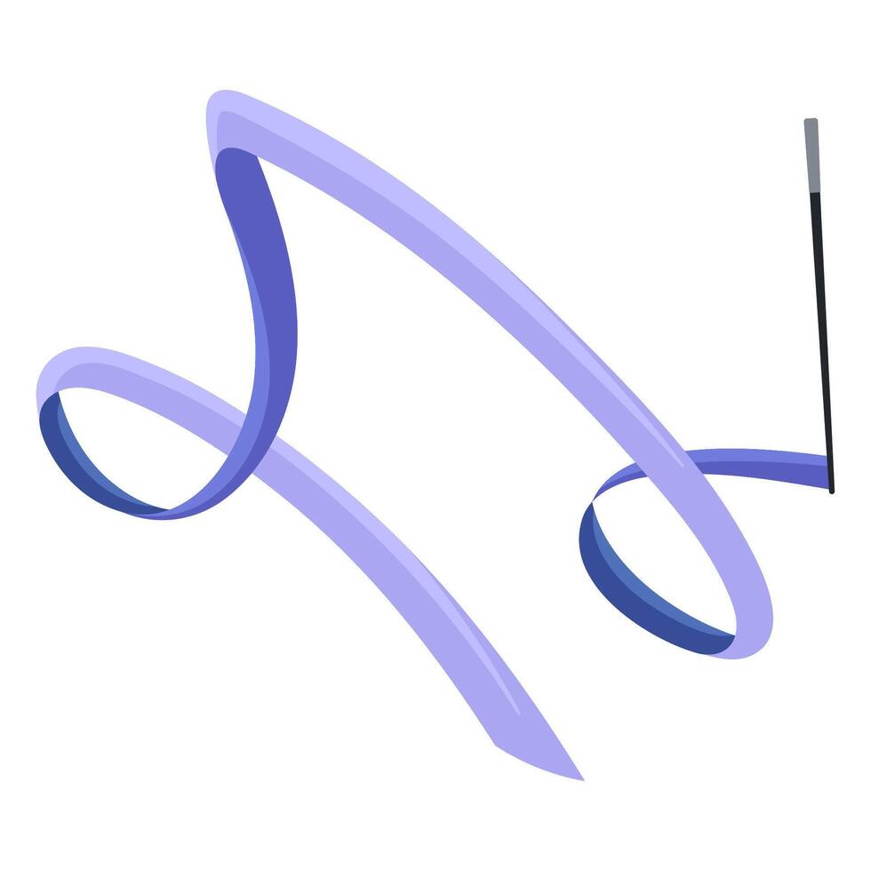 Rhythmic gymnastics ribbon on a stick. Apparatus for floor performance. Sports equipment vector