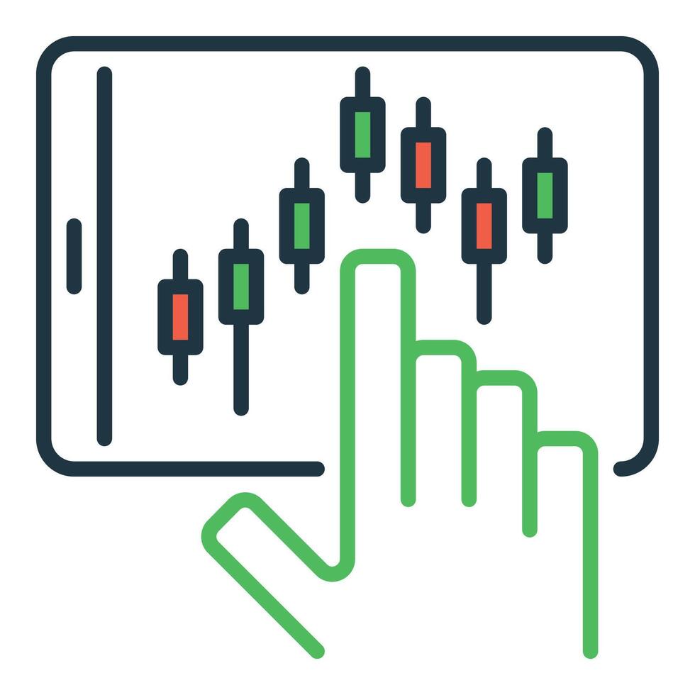 Candlestick Chart on Tablet Screen colored icon or symbol vector
