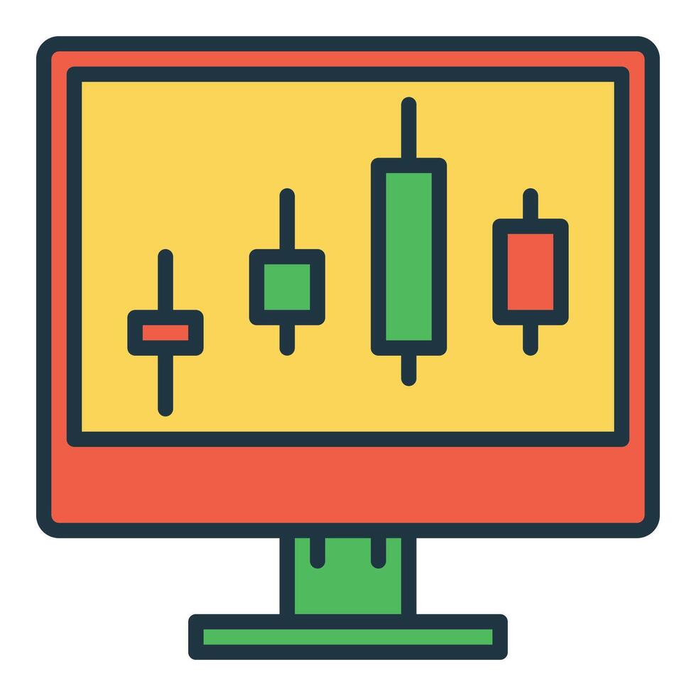 Candlestick charts on Computer Screen colored icon or logo element vector