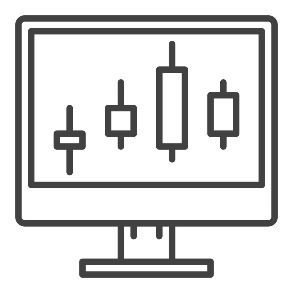 PC Screen with Candlestick charts linear icon or symbol vector