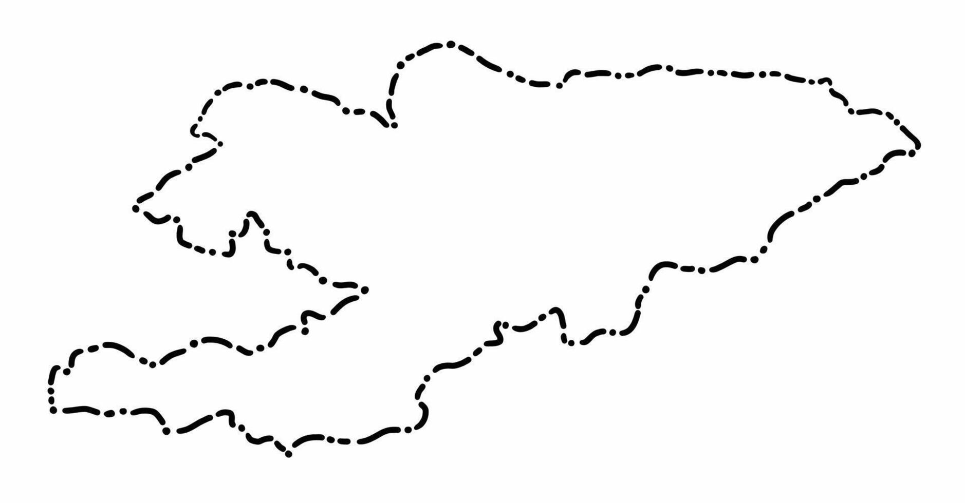 Doodle freehand dash line drawing of Kyrgyzstan map. vector