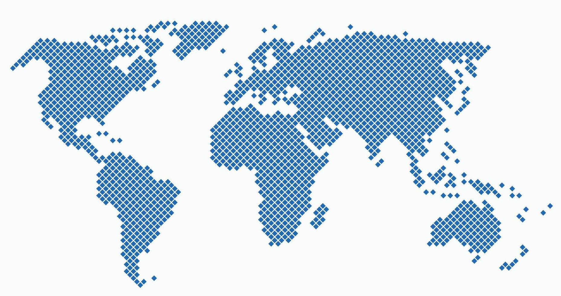 Square shape world map on white background. vector