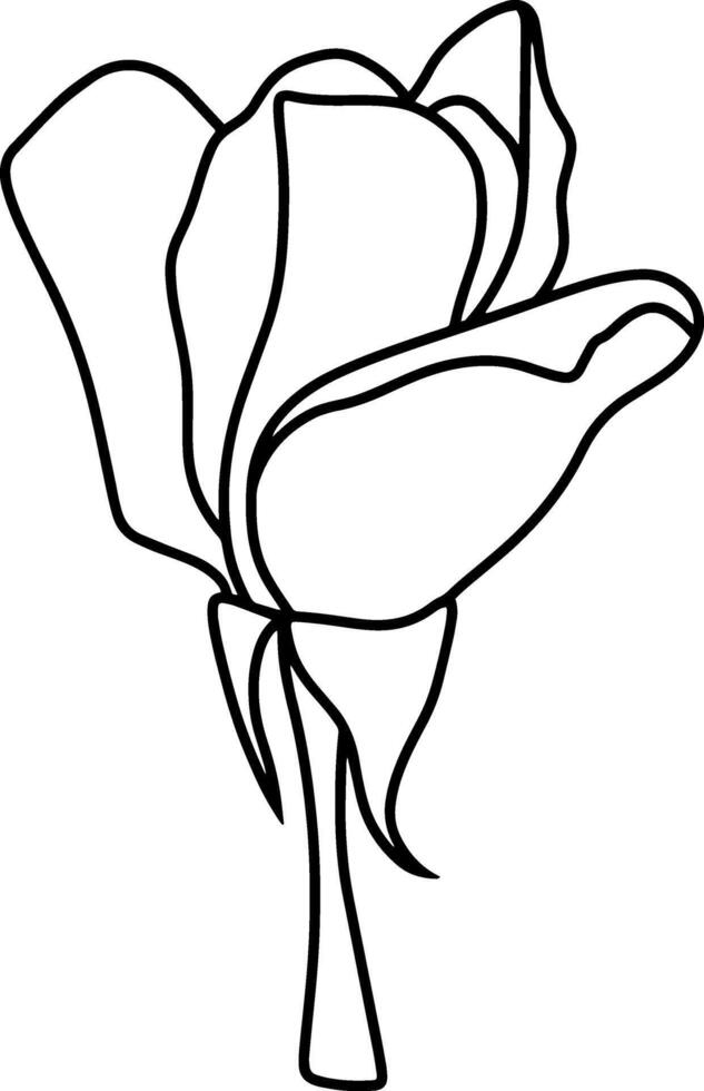 Doodle rose icon Hand drawing line art Flower sketch vector