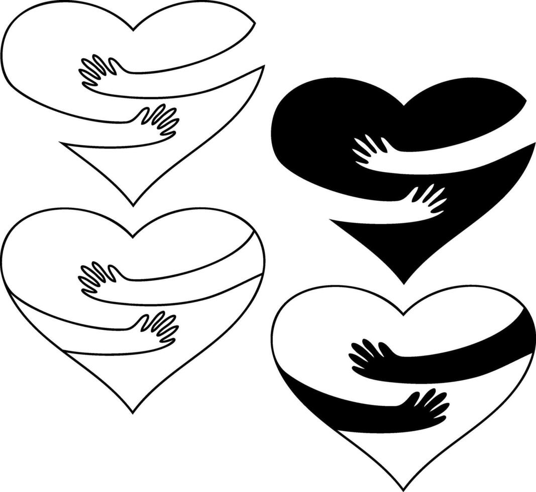 Heart with arms hugging icon Love passion and romantic Hug clipart vector