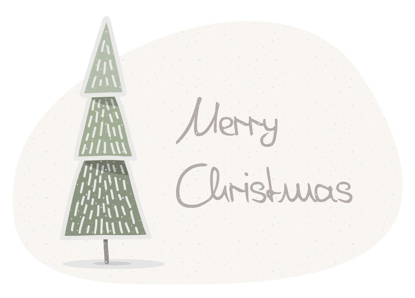 Christmas card with handdrawn Christmas tree vector