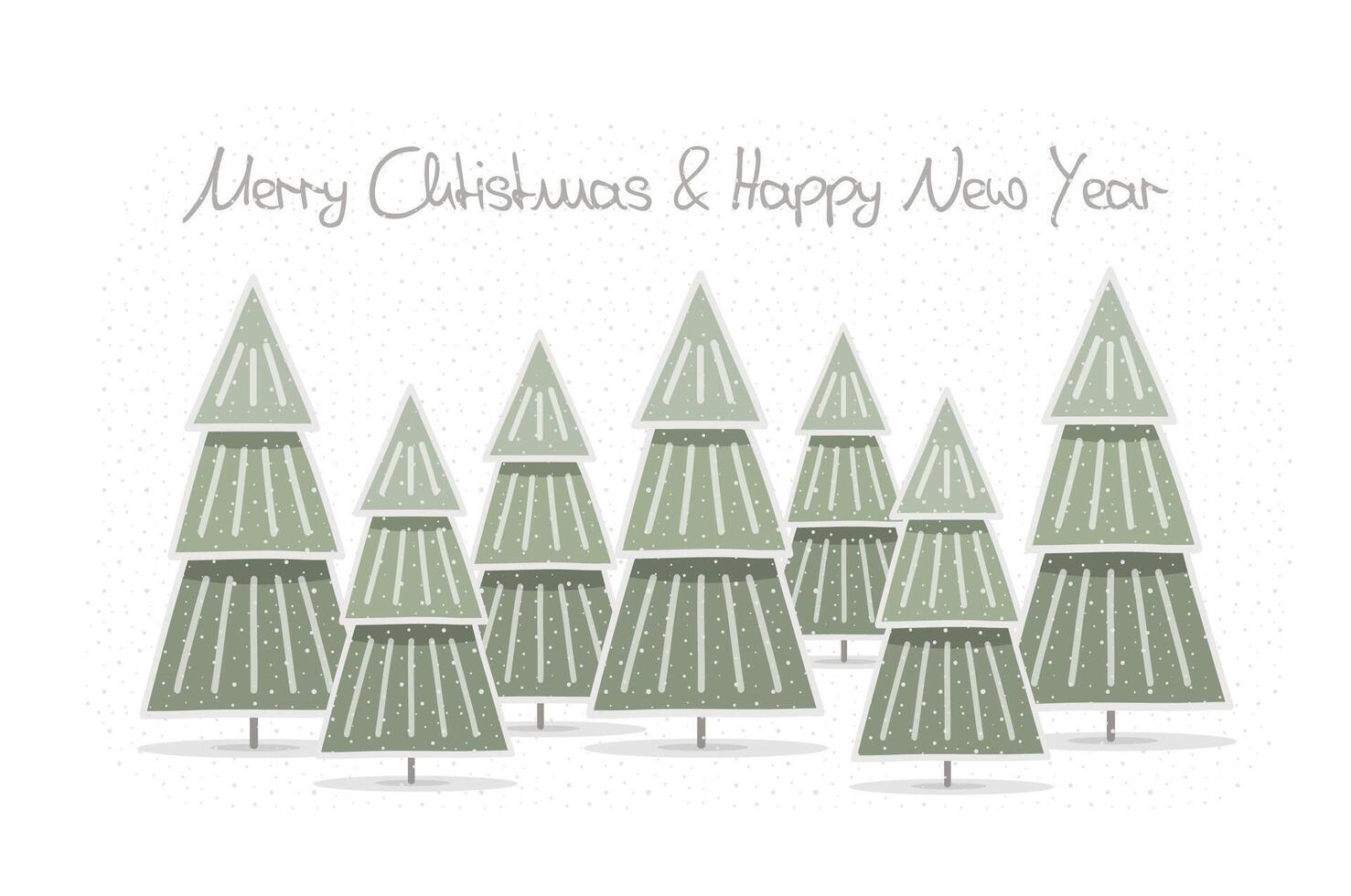 Christmas card with handdrawn Christmas trees vector
