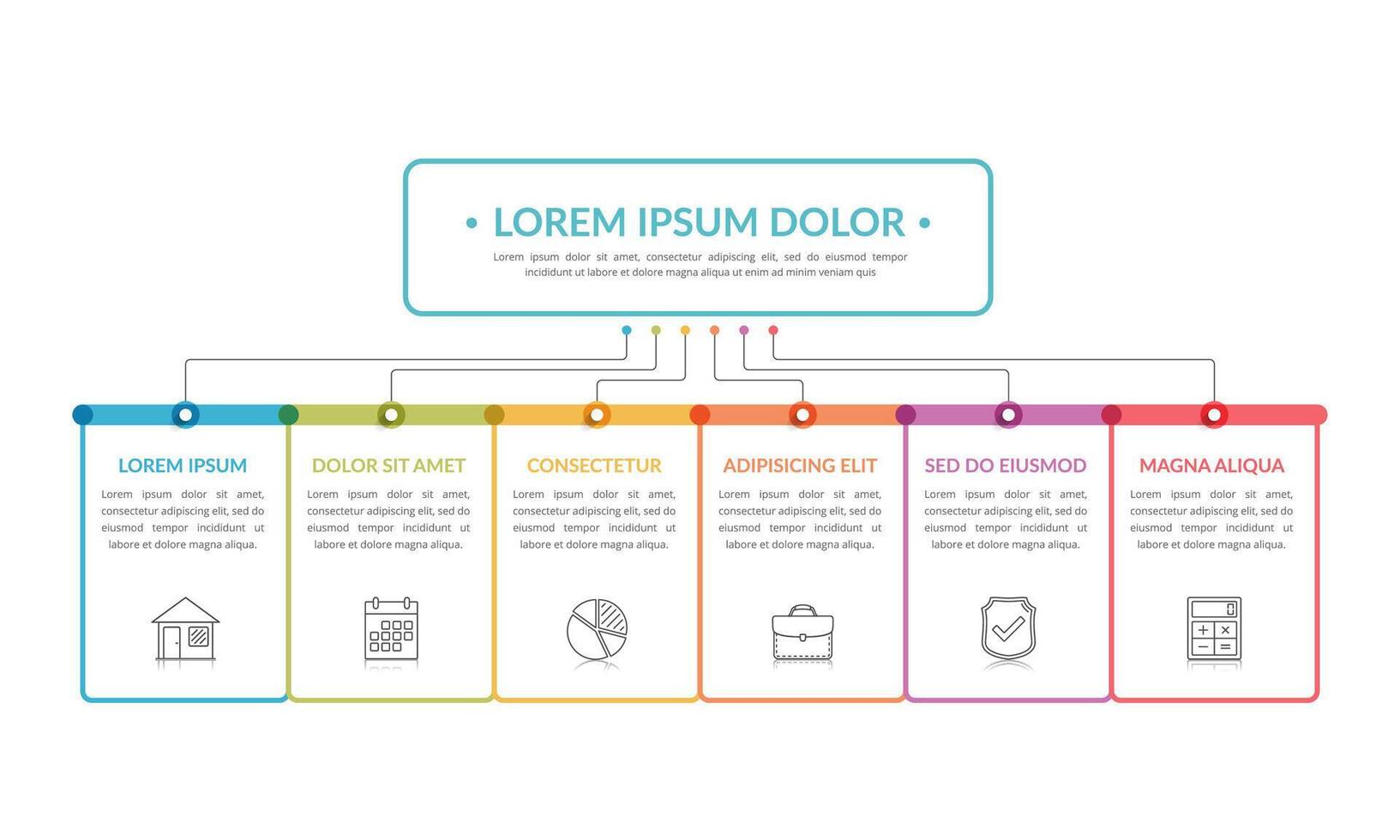Flowchart with 6 Elements vector