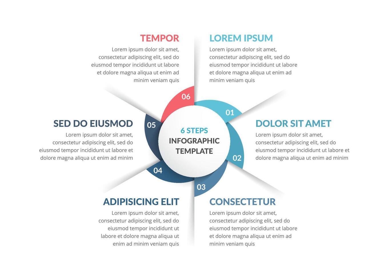 Circle Diagram - Six Elements vector