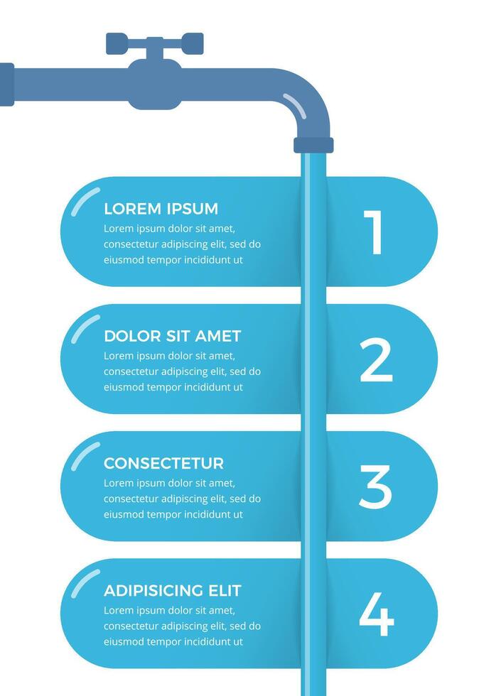 Infographic template with four elements with tap and water vector