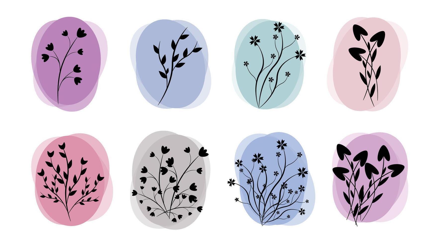8 Spring Flowers Collection, vintage stickers for Mother day vector