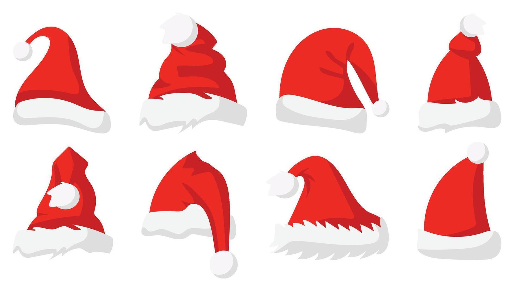 8 Christmas Santa's Hat Stickers vector