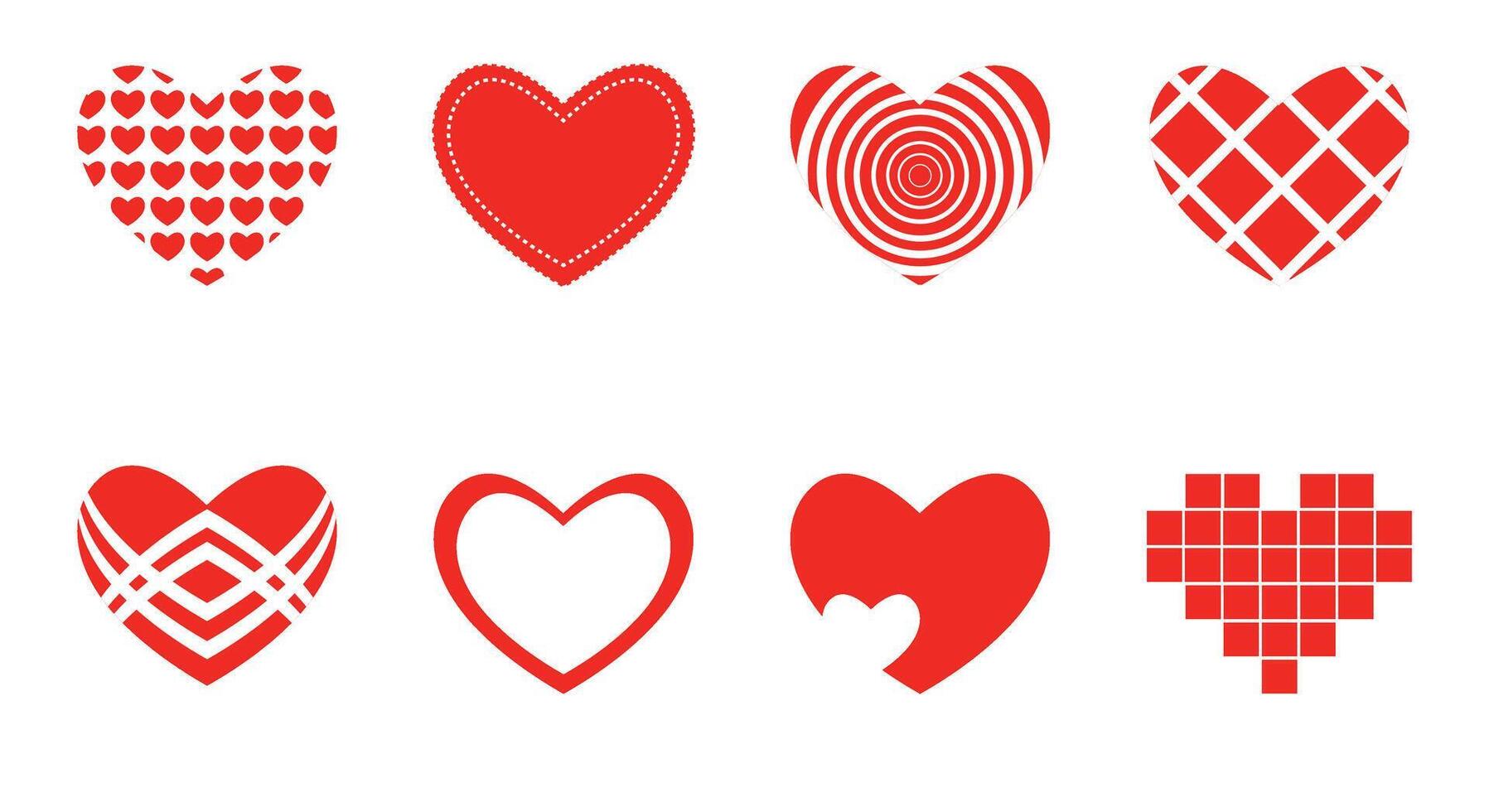 8 Red Heart Stickers vector