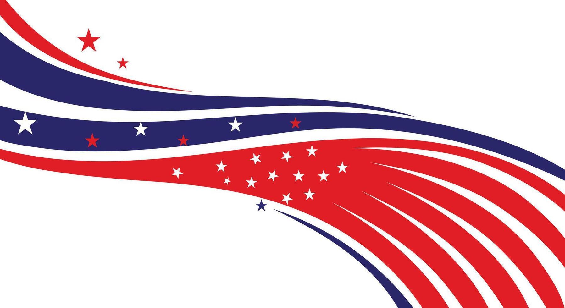 Flat design waving American flag background vector