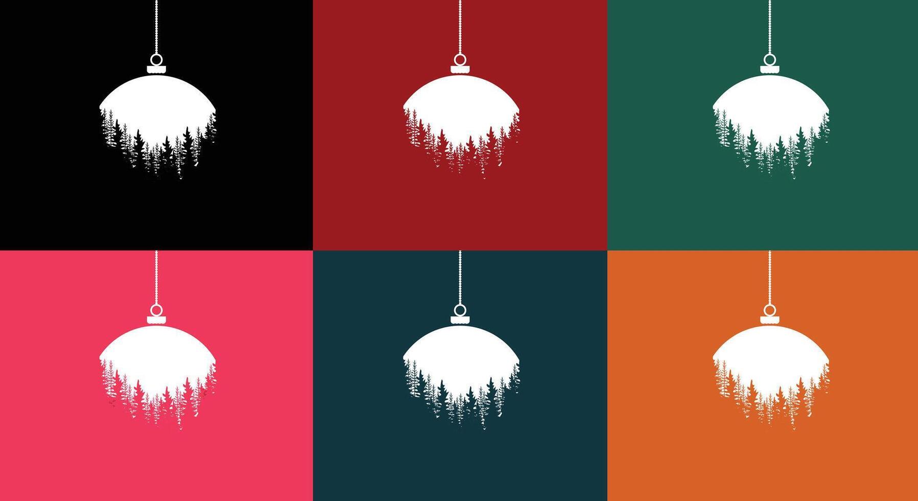 Christmas Ornaments With Trees Inside vector