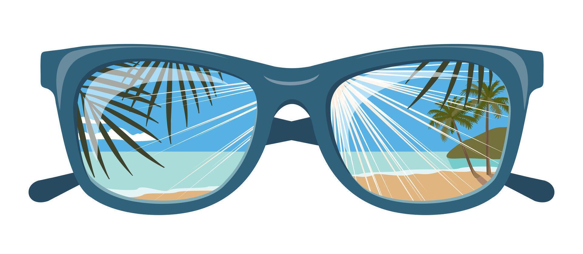 SUNGLASSES REFLECTION BEACH vector