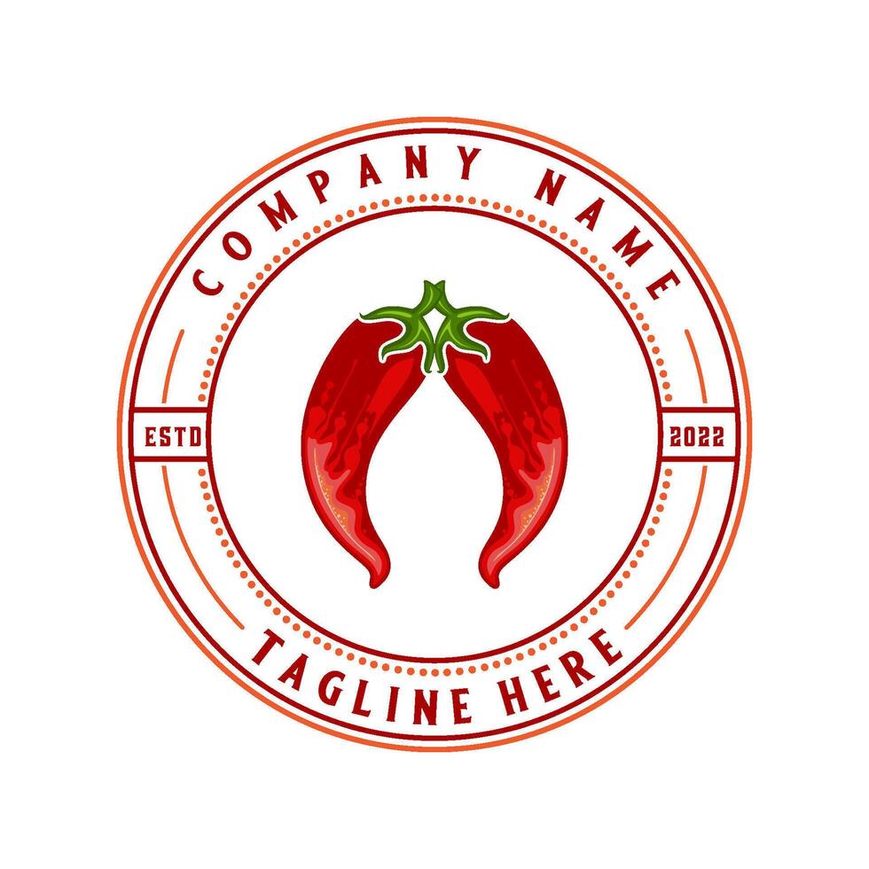 spicy chili logo design red chili and tomato concept, for spicy food product label vector