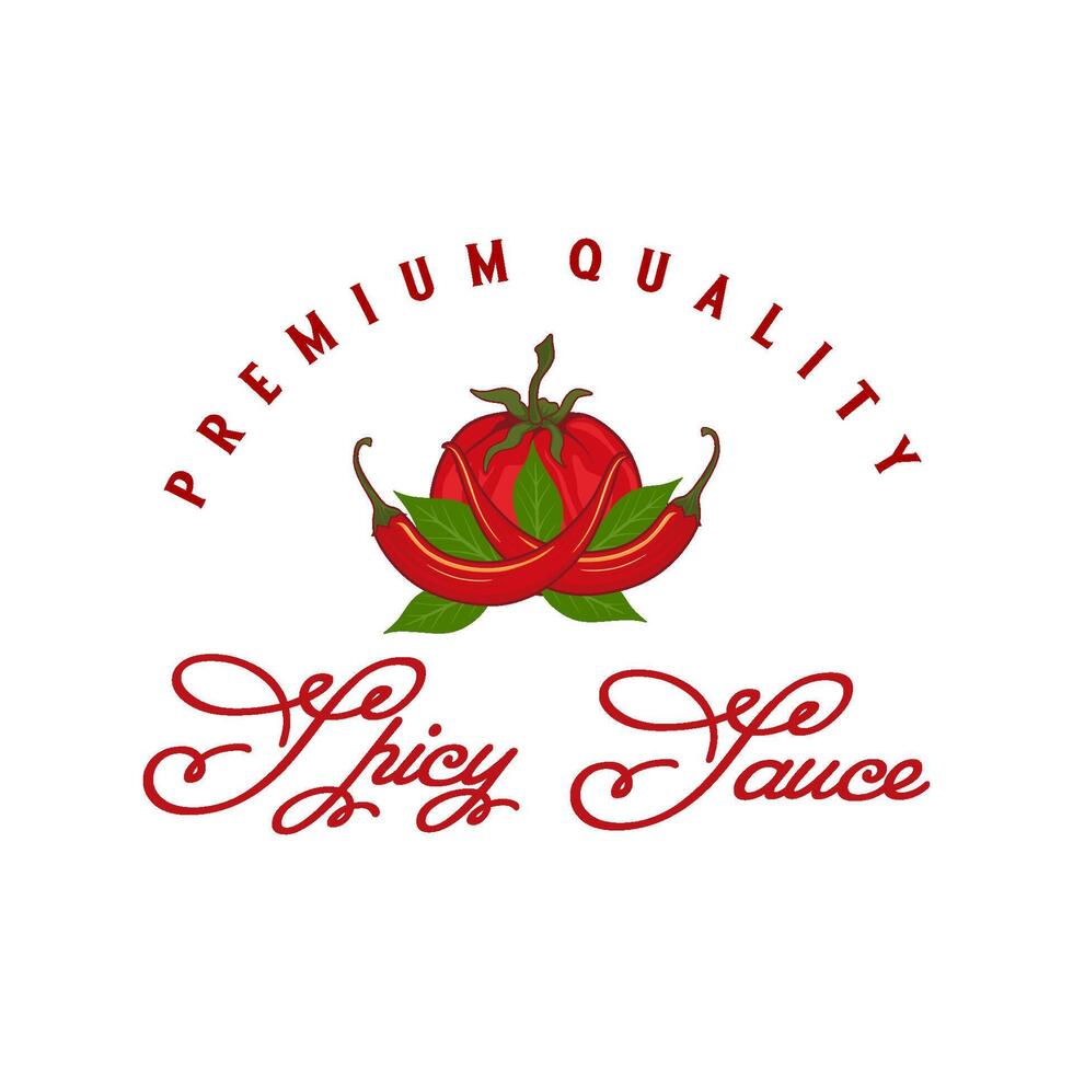 spicy red chili logo design. spicy chili and tomato elements, for spicy food, restaurant, sauce, natural product labels. vector