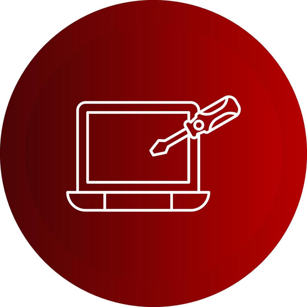 Laptop Repair Line Button Icon vector