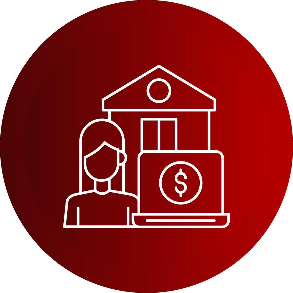 Work From Home Line Button Icon vector
