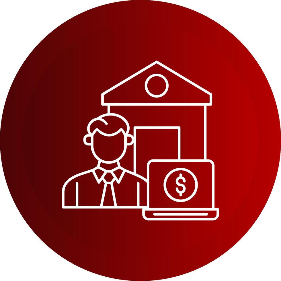 Work From Home Line Button Icon vector