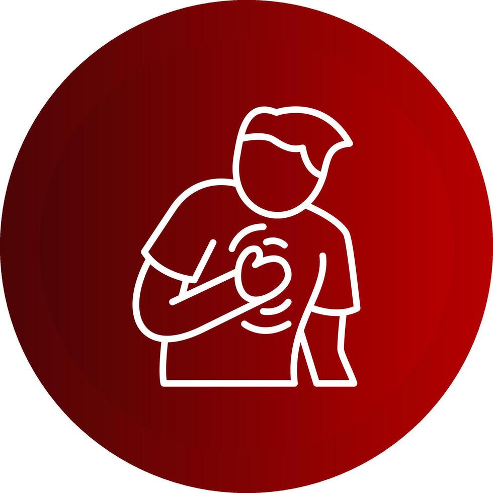 Chest Pain Line Button Icon vector